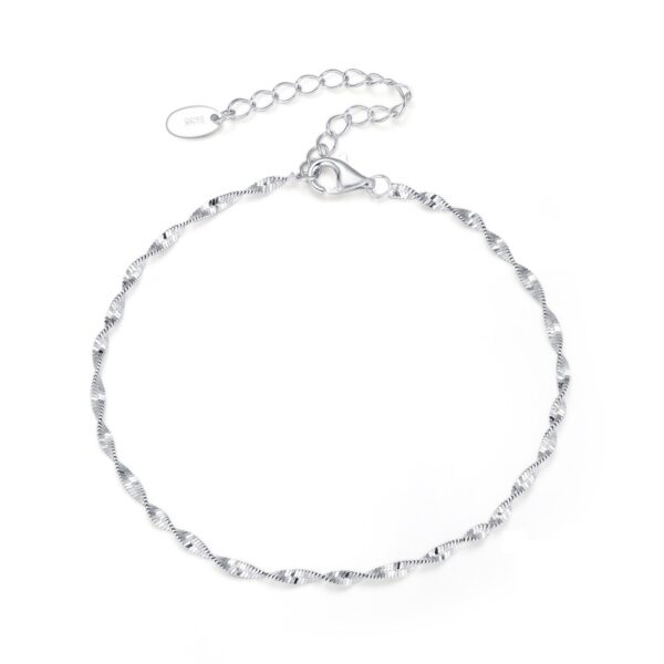 2mm Width double Layer Water Wave Chain 925 Sterling Silver Bracelet - Image 2