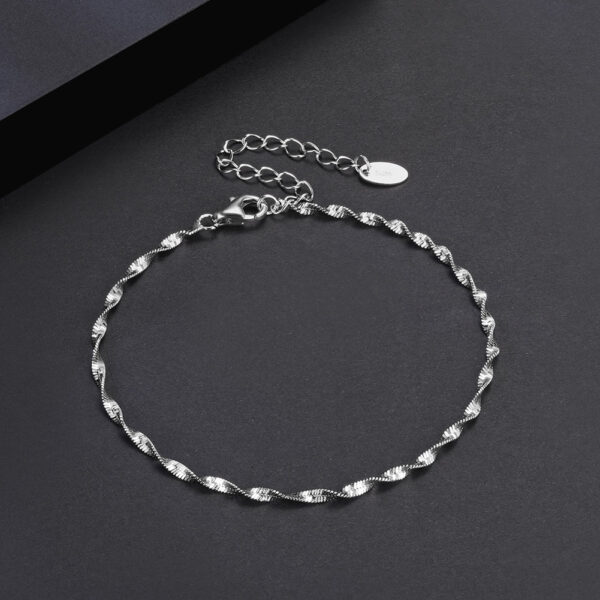 2mm Width double Layer Water Wave Chain 925 Sterling Silver Bracelet - Image 4