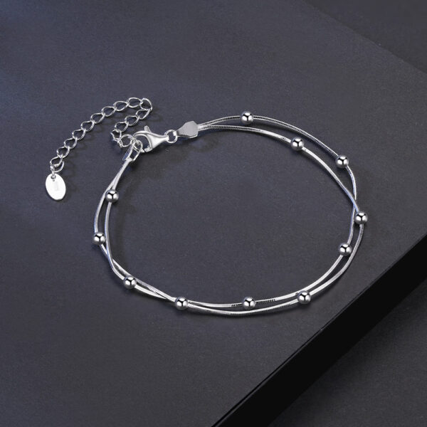 Round Snake Satellite Chain 925 Sterling Silver Bracelet - Image 3