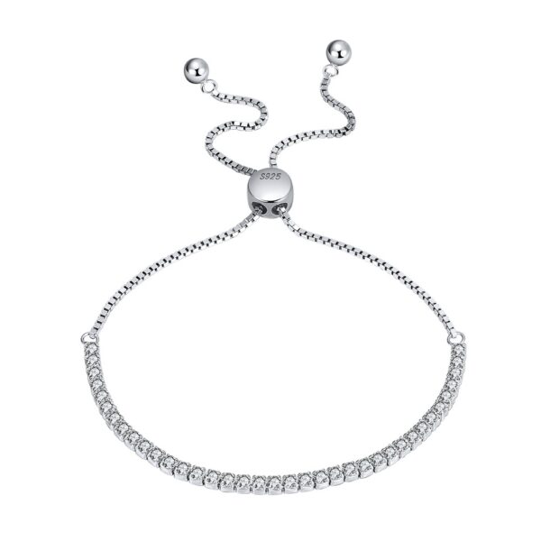 Womens 925 Sterling Silver Adjustable Tennis chain Bracelet 1.5 mm