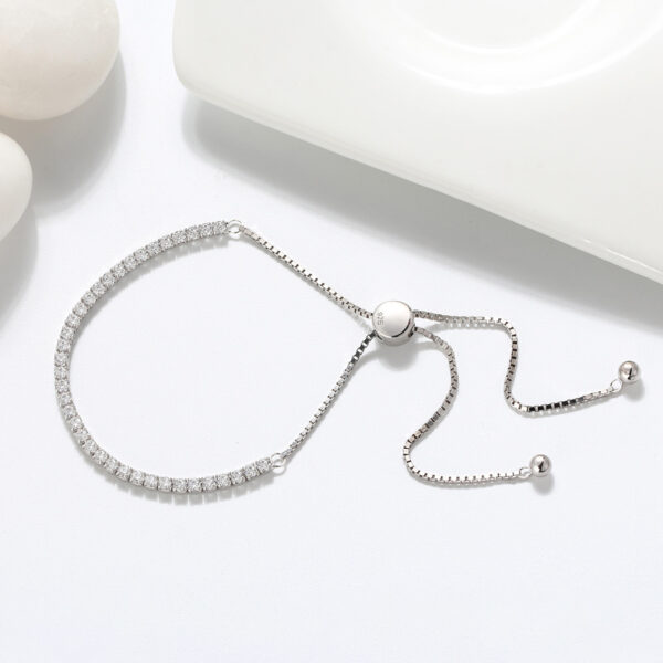 Womens 925 Sterling Silver Adjustable Tennis chain Bracelet 1.5 mm - Image 4