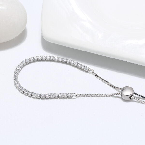 Womens 925 Sterling Silver Adjustable Tennis chain Bracelet 1.5 mm - Image 2