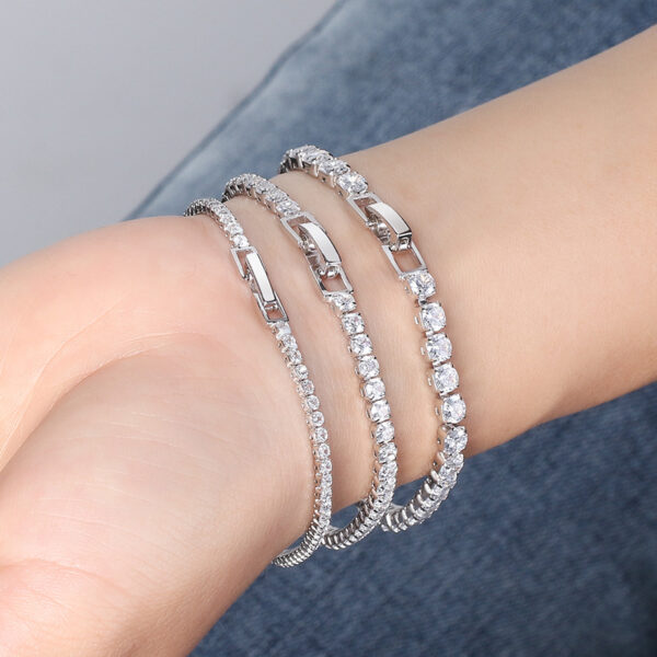 925 Sterling Silver Tennis chain Bracelet 7.5" 3 mm - Image 6