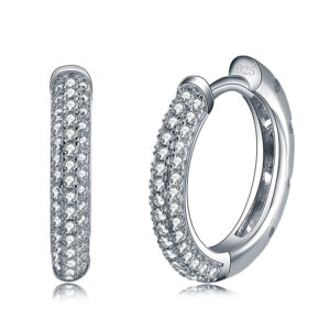 925 Sterling Silver Hoop Earrings with cubic zirconia