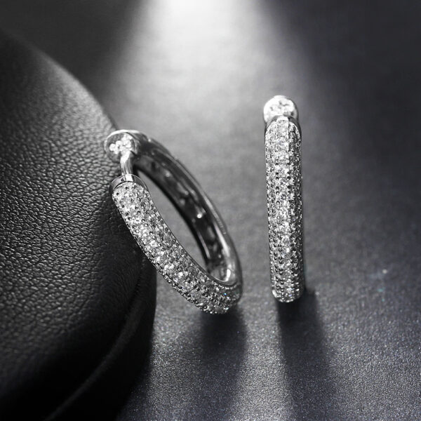 925 Sterling Silver Hoop Earrings with cubic zirconia - Image 2
