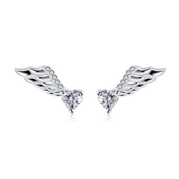 925 Sterling Silver Stud Earrings 14 mm wing shaped Earrings