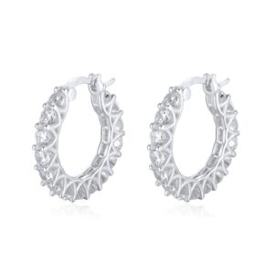 Shining 925 Sterling Silver Hoop Earrings with multiple stones