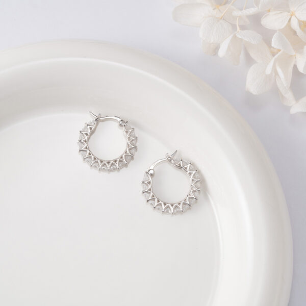 Shining 925 Sterling Silver Hoop Earrings with multiple stones - Image 2