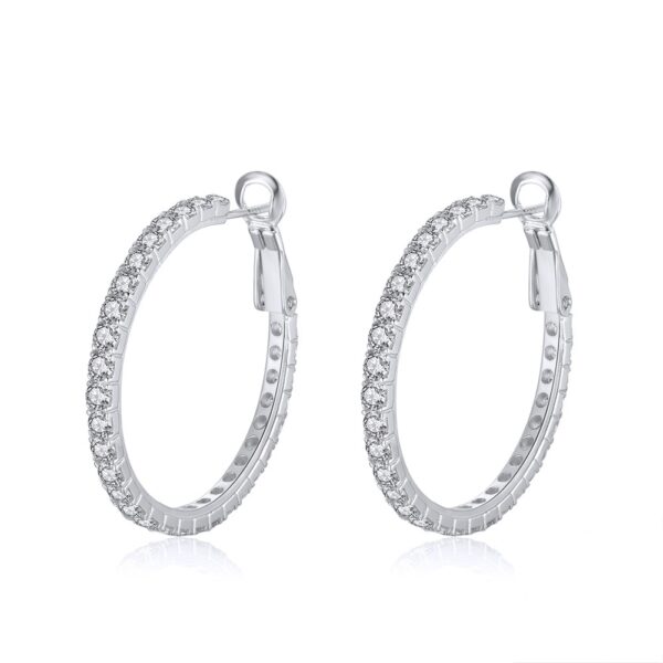 Radiant 925 Sterling Silver Hoop Earrings with multiple stones 31mm