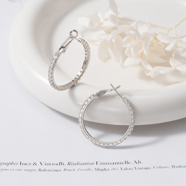 Radiant 925 Sterling Silver Hoop Earrings with multiple stones 31mm - Image 4