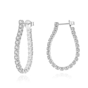 925 Sterling Silver Hoop Earrings with stones for her