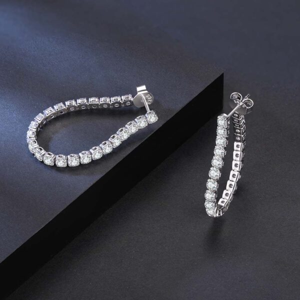 925 Sterling Silver Hoop Earrings with stones for her - Image 2