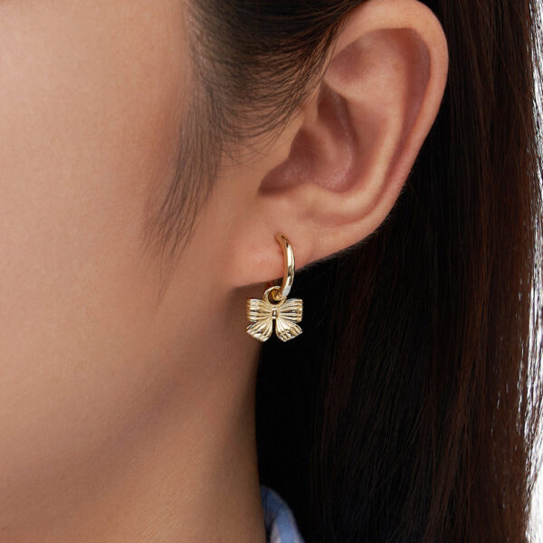 925 Sterling Silver bow tie shaped Hoop Earrings Gold Plating - Image 4