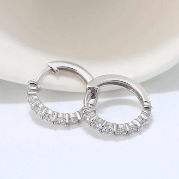 925 Sterling Silver Hoop Earrings with cubic zirconia for her - Image 2