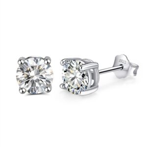 925 Sterling Silver Stud Earrings with clear stones