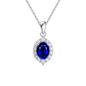 925 Sterling Silver Necklace with shinning blue Sapphire for her