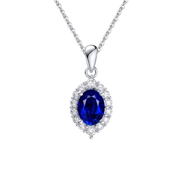 925 Sterling Silver Necklace with shinning blue Sapphire for her