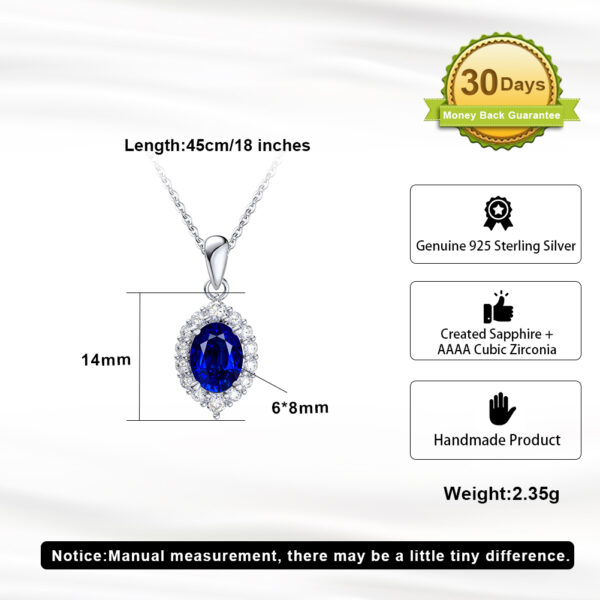 925 Sterling Silver Necklace with shinning blue Sapphire for her - Image 5