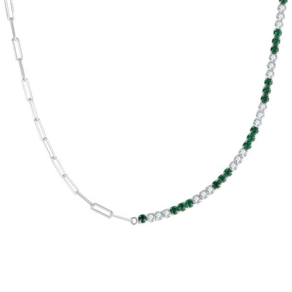 925 Sterling Silver Necklace for her Tennis Chain with Paper Clip Chain