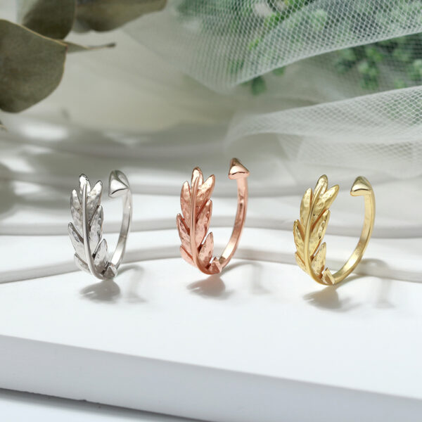 925 Sterling Silver leaf ring for her - Image 2