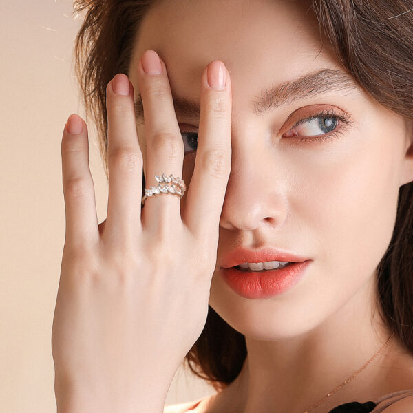 925 Sterling Silver Adjustable ring with stones for her - Image 3