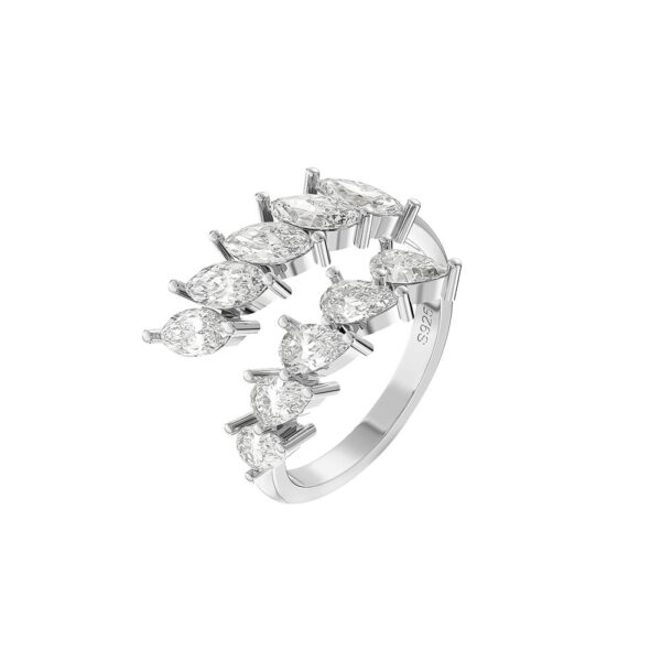925 Sterling Silver Adjustable ring with stones for her