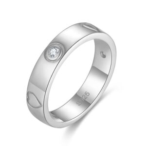 925 Sterling Silver ring for her with heart Size 7