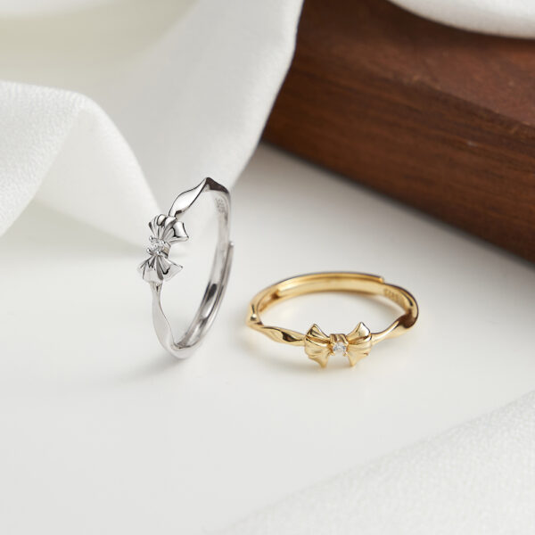 925 Sterling Silver Adjustable ring with bow tie - Image 3