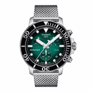Tissot T120.417.11.091.00 Seastar 1000 Quartz chronograph green dial stainless steel mesh strap
