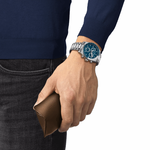 Tissot T149.417.11.041.00 PR516 Chronograph blue dial silver watch for him - Image 3