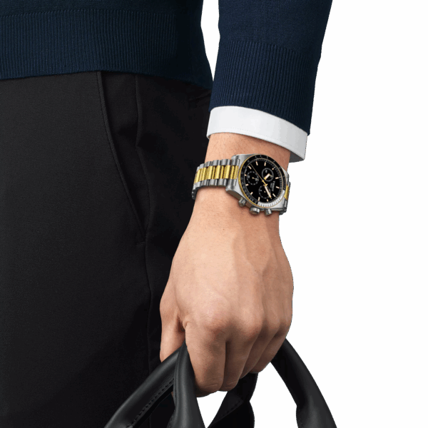 Tissot T149.417.22.051.00 PR516 Chronograph black dial silver and gold watch for man - Image 4